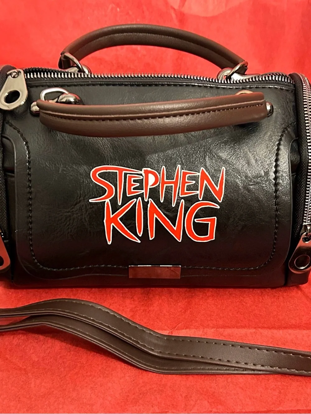 Stephen King Black Leather Purse Bag 10.5”Wx7”H Horror IT Pennywise The Shining